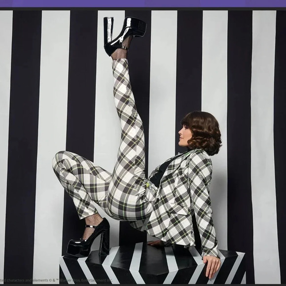 NWT Beetlejuice x Unique Vintage Black & Green Plaid Beetlejuice Blazer - Picture 3 of 4